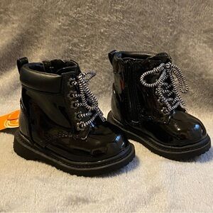Wonder Nation Shoes Baby Girls Size 2 Black Combat Boots New With Tags Zip‎